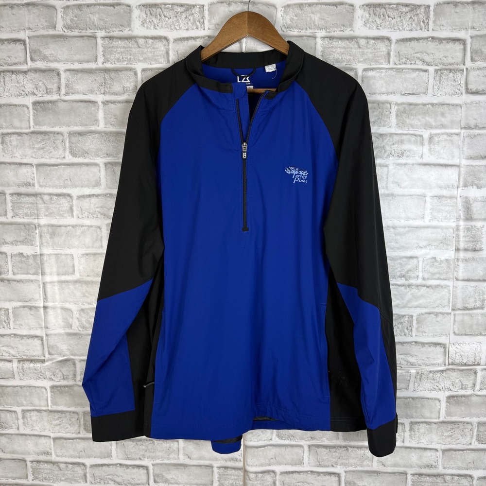 Cutter & Buck CB WeatherTec Men XL Blue Black 1/4 Zip Torrey Pines Golf Pullover